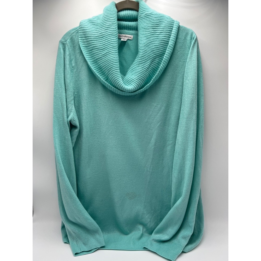 Croft & Barrow Womens 1X Mint Green Cowl Neck‎ Long Sleeve Knit Sweater